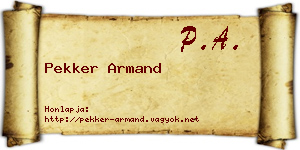 Pekker Armand névjegykártya